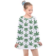 Weed Pattern Kids  Long Sleeve Dress by Valentinaart