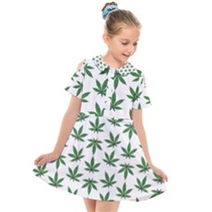 Weed Pattern Kids  Short Sleeve Shirt Dress