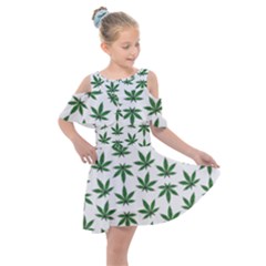 Weed Pattern Kids  Shoulder Cutout Chiffon Dress by Valentinaart