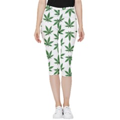 Weed Pattern Inside Out Lightweight Velour Capri Leggings  by Valentinaart