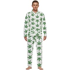 Weed Pattern Men s Long Sleeve Velvet Pocket Pajamas Set by Valentinaart