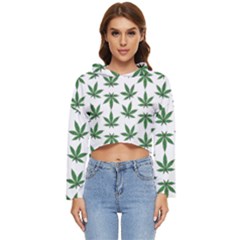 Weed Pattern Women s Lightweight Cropped Hoodie by Valentinaart