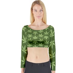 Weed Pattern Long Sleeve Crop Top by Valentinaart