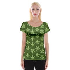 Weed Pattern Cap Sleeve Top by Valentinaart