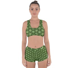 Weed Pattern Racerback Boyleg Bikini Set by Valentinaart