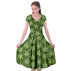 Weed Pattern Cap Sleeve Wrap Front Dress by Valentinaart