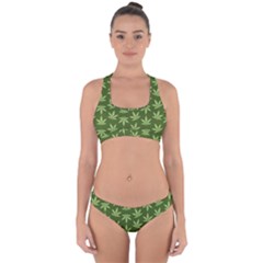 Weed Pattern Cross Back Hipster Bikini Set by Valentinaart