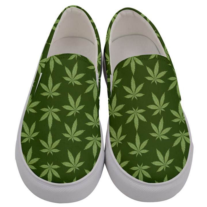 Weed Pattern Men s Canvas Slip Ons