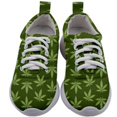 Weed Pattern Kids Athletic Shoes by Valentinaart