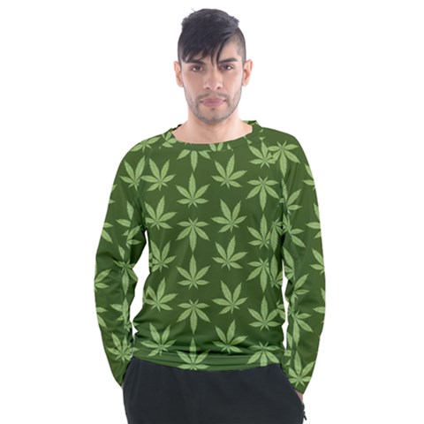 Weed Pattern Men s Long Sleeve Raglan Tee by Valentinaart