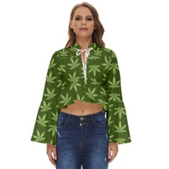 Weed Pattern Boho Long Bell Sleeve Top by Valentinaart