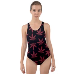 Weed Pattern Cut-out Back One Piece Swimsuit by Valentinaart