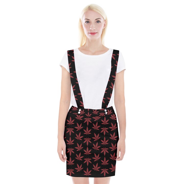 Weed Pattern Braces Suspender Skirt