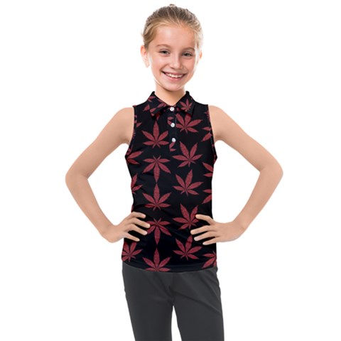 Weed Pattern Kids  Sleeveless Polo Tee by Valentinaart