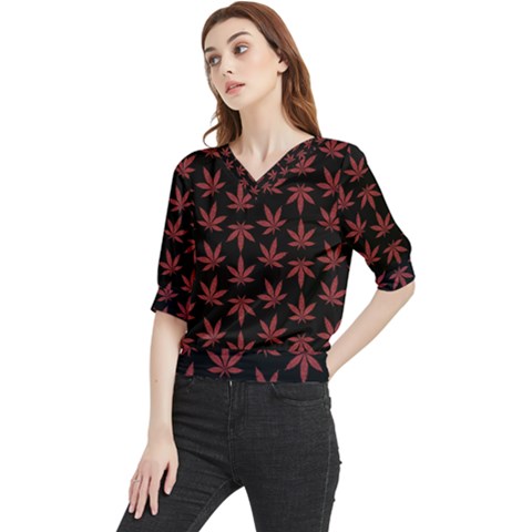 Weed Pattern Quarter Sleeve Blouse by Valentinaart