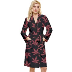 Weed Pattern Long Sleeve Velour Robe by Valentinaart