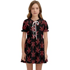 Weed Pattern Kids  Sweet Collar Dress