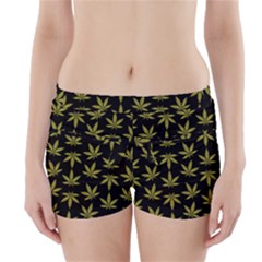 Weed Pattern Boyleg Bikini Wrap Bottoms