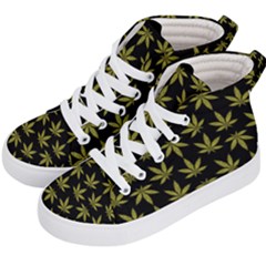 Weed Pattern Kids  Hi-Top Skate Sneakers