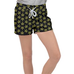 Weed Pattern Velour Lounge Shorts