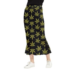 Weed Pattern Maxi Fishtail Chiffon Skirt