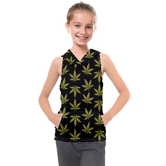 Weed Pattern Kids  Sleeveless Hoodie