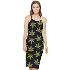 Weed Pattern Bodycon Cross Back Summer Dress