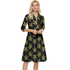 Weed Pattern Classy Knee Length Dress