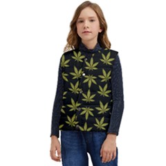 Weed Pattern Kid s Short Button Up Puffer Vest	