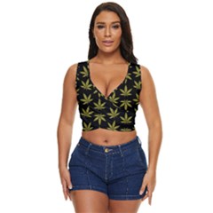 Weed Pattern Women s Sleeveless Wrap Top