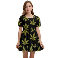 Weed Pattern Kids  Short Sleeve Dolly Dress