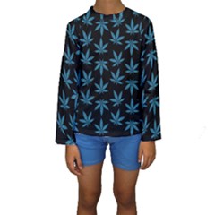 Weed Pattern Kids  Long Sleeve Swimwear