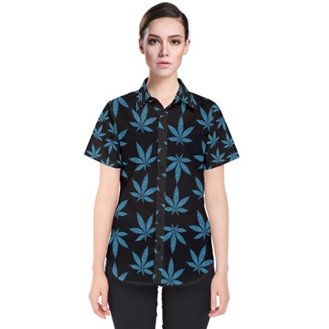 Weed Pattern Women s Short Sleeve Shirt by Valentinaart