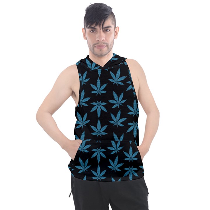 Weed Pattern Men s Sleeveless Hoodie