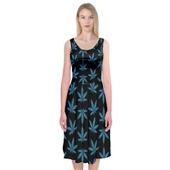 Weed Pattern Midi Sleeveless Dress by Valentinaart