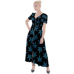 Weed Pattern Button Up Short Sleeve Maxi Dress by Valentinaart