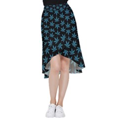 Weed Pattern Frill Hi Low Chiffon Skirt