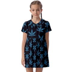 Weed Pattern Kids  Asymmetric Collar Dress