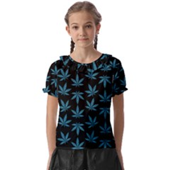 Weed Pattern Kids  Frill Chiffon Blouse