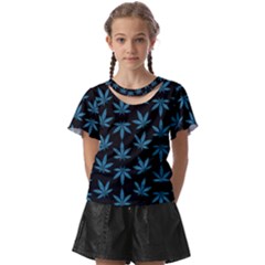 Weed Pattern Kids  Front Cut Tee