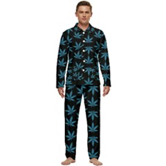 Weed Pattern Men s Long Sleeve Velvet Pocket Pajamas Set