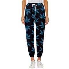 Weed Pattern Cropped Drawstring Pants by Valentinaart