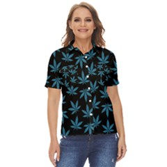 Weed Pattern Women s Short Sleeve Double Pocket Shirt