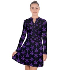 Weed Pattern Long Sleeve Panel Dress by Valentinaart