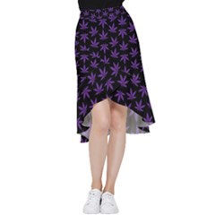 Weed Pattern Frill Hi Low Chiffon Skirt