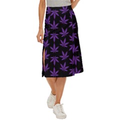 Weed Pattern Midi Panel Skirt