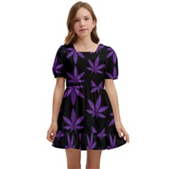 Weed Pattern Kids  Short Sleeve Dolly Dress