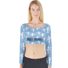 Cupid Pattern Long Sleeve Crop Top by Valentinaart