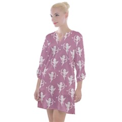 Cupid Pattern Open Neck Shift Dress by Valentinaart