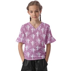 Cupid Pattern Kids  V-neck Horn Sleeve Blouse